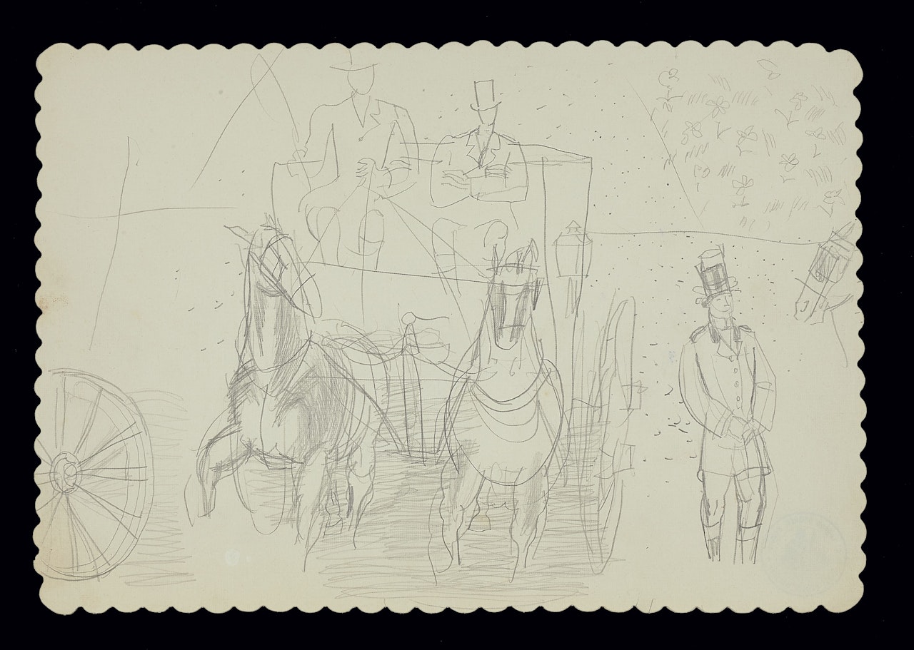 Projet de rideau pour la pièce L'arrivée au château de Jean Anouilh - 1950 by Raoul Dufy