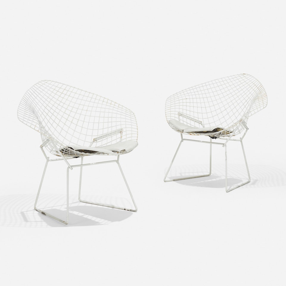 Diamond chairs, pair by Harry Bertoia