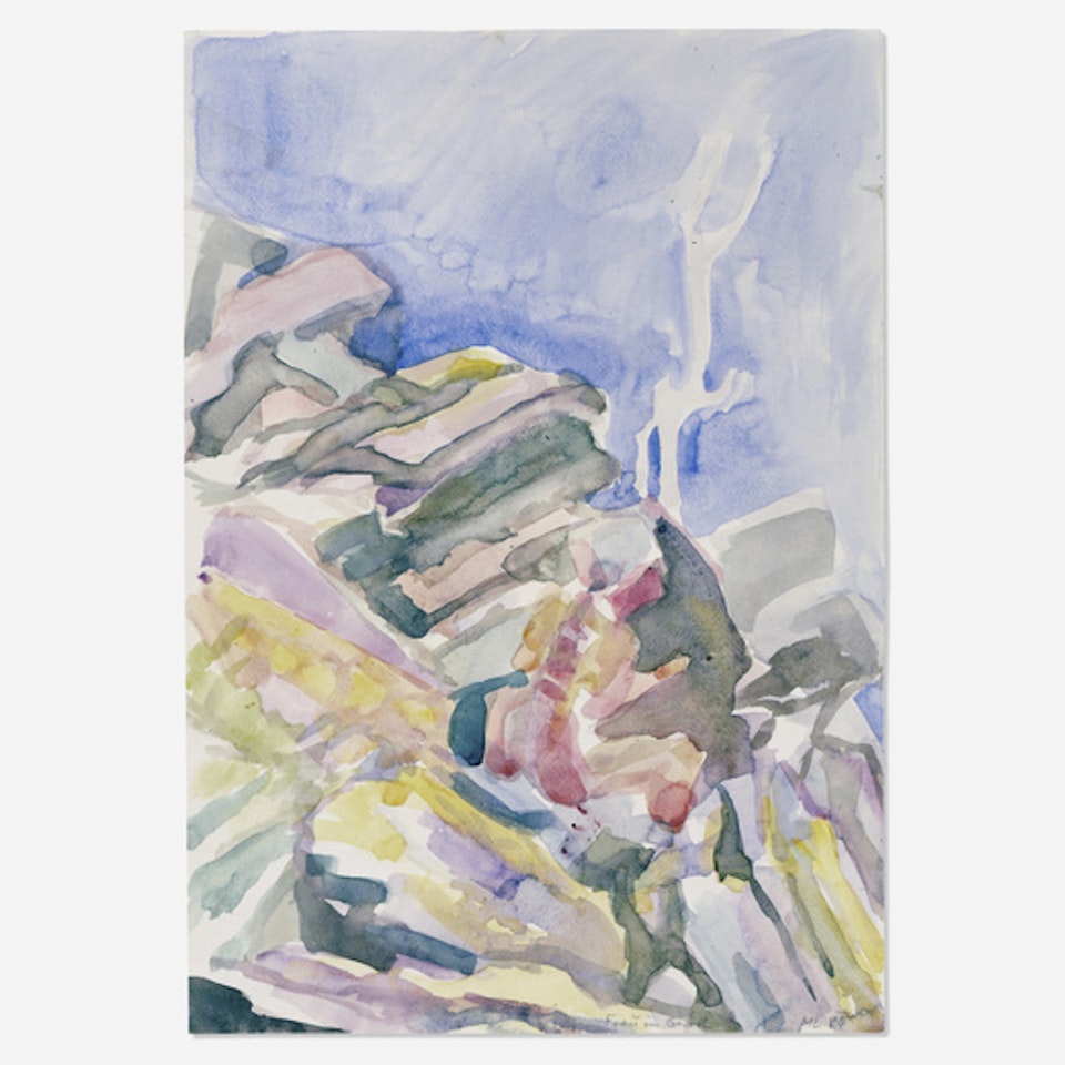 Frau im Geroll, 1984 by Maria Lassnig