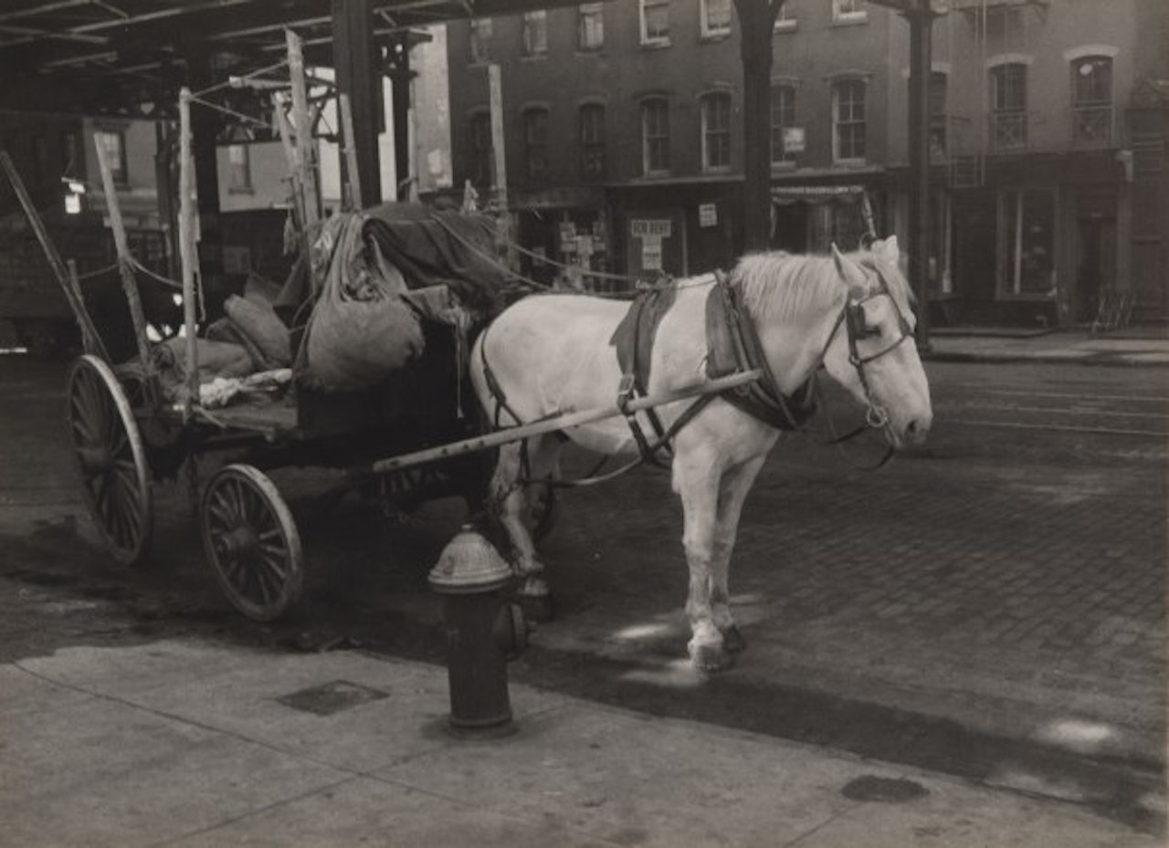 Horse and Cart Under the El, New York City by Ansel Adams
