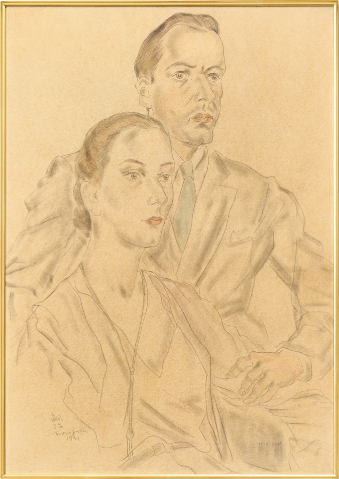 Portrait d’Albert Lunt et Lynn Fontane by Leonard Tsuguharu Foujita
