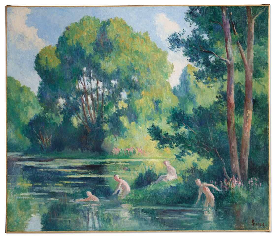 Rolleboise, baignade dans le petit bras de la Seine by Maximilien Luce