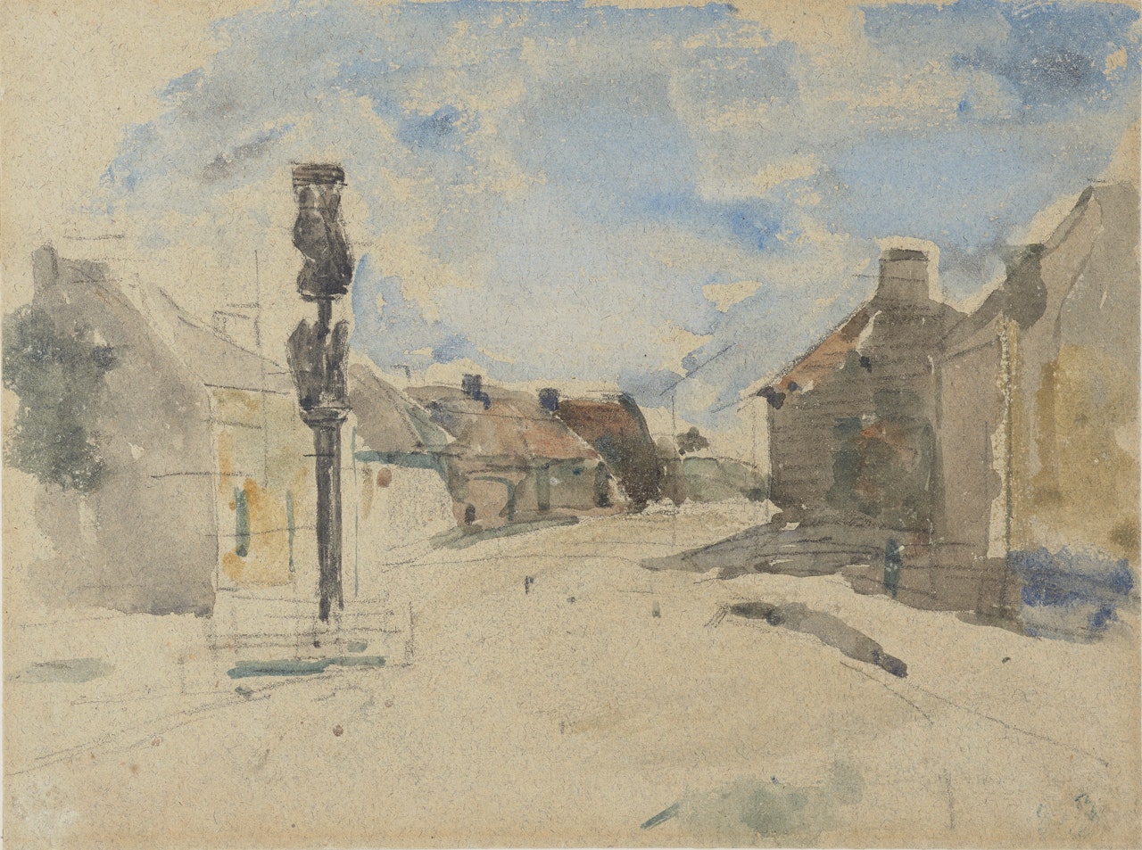 Vue de village by Eugène Boudin