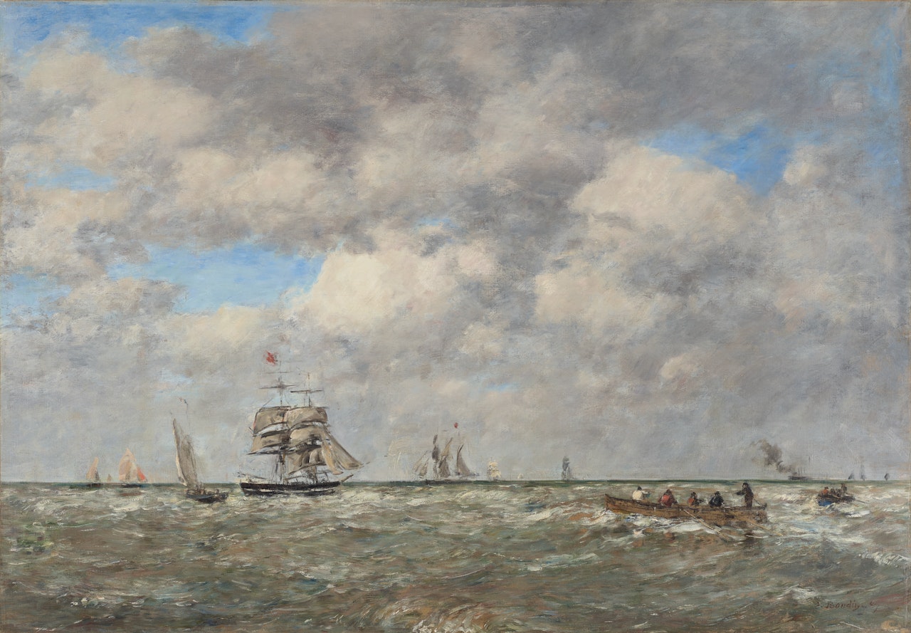 Pleine mer, Les lamaneurs by Eugène Boudin