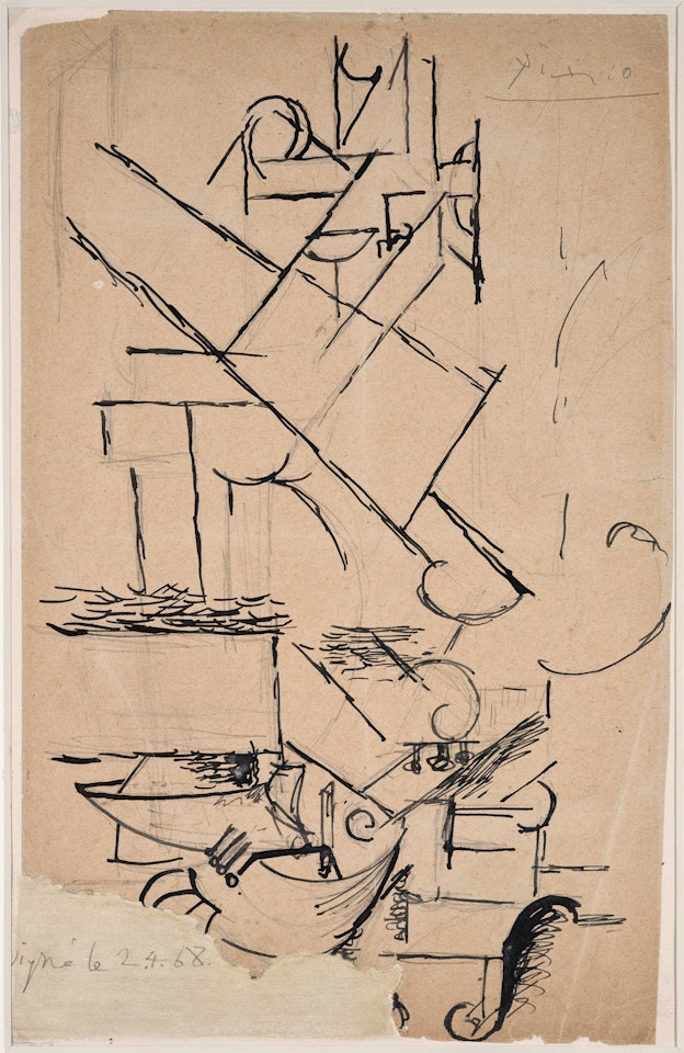 Table et mandoline (Joueur de mandoline) by Pablo Picasso