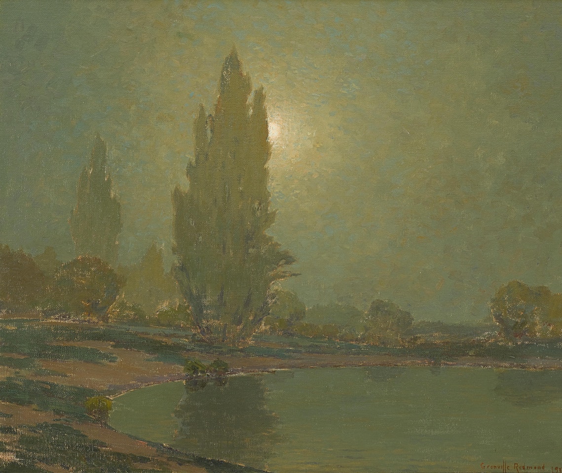 Sunset over a Lake by Granville Redmond