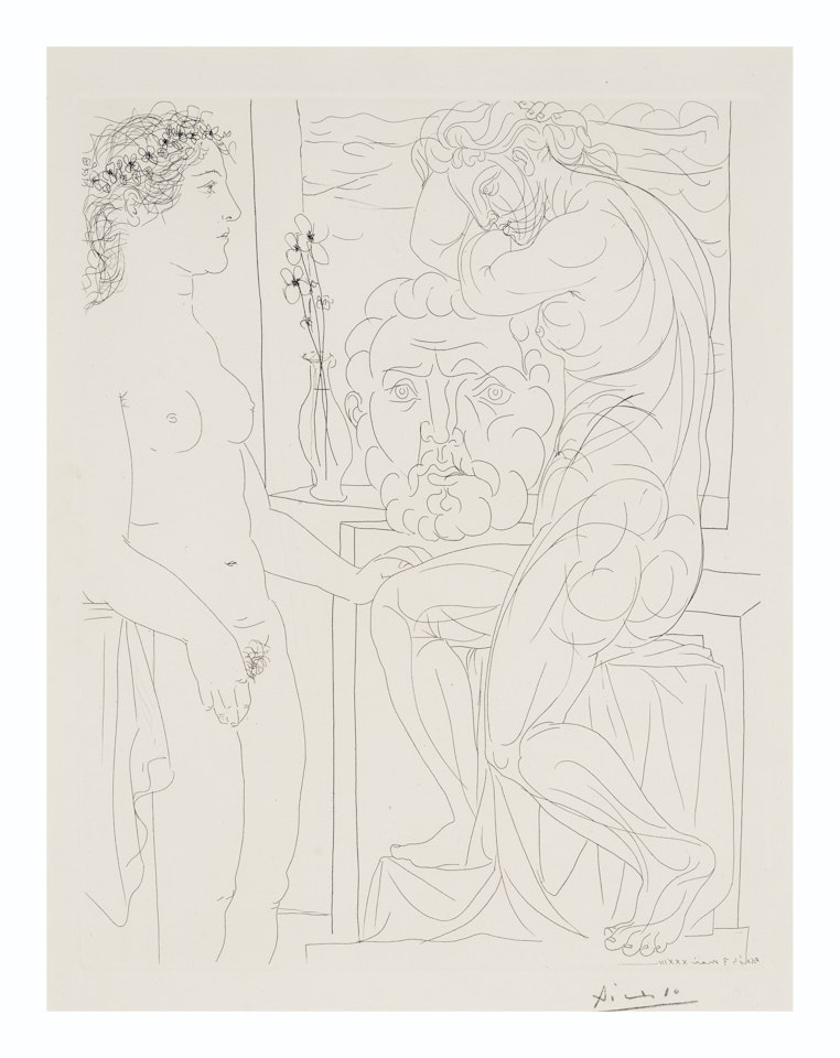 Modèle nu et sculptures, from La Suite Vollard by Pablo Picasso