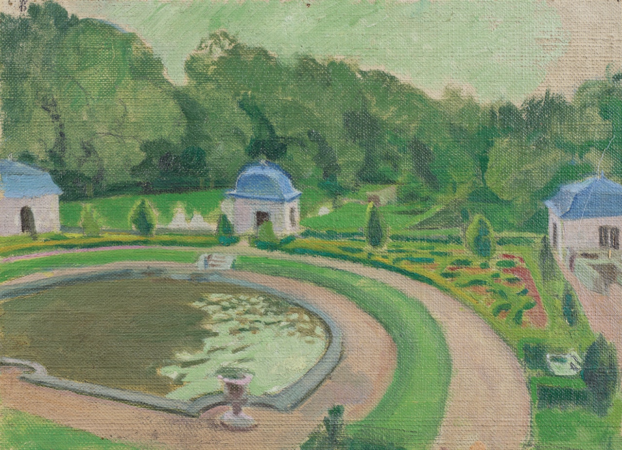 Le Château de Rosanbo, le bassin et les pavillons (esquisse 2) by Maurice Denis