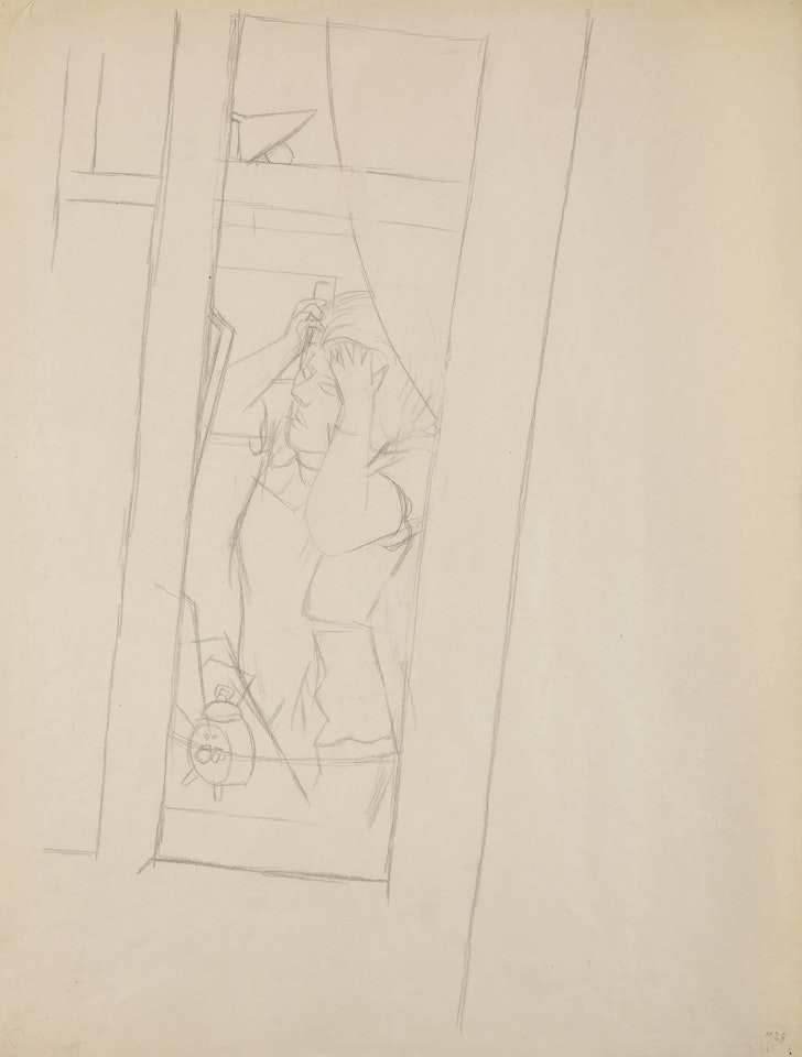 Sich kämmende Frau. Bleistiftzeichnung by George Grosz