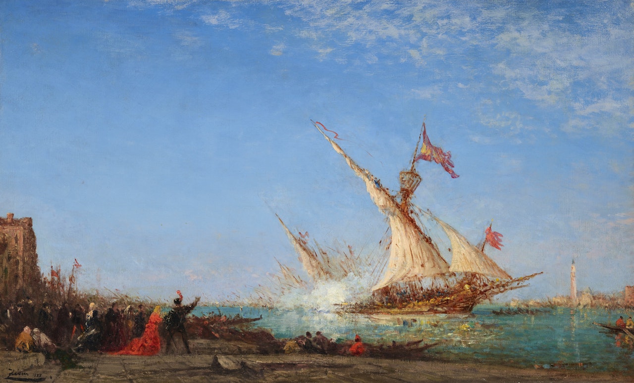 Coup de canon à Venise, jour de fête by Félix Ziem