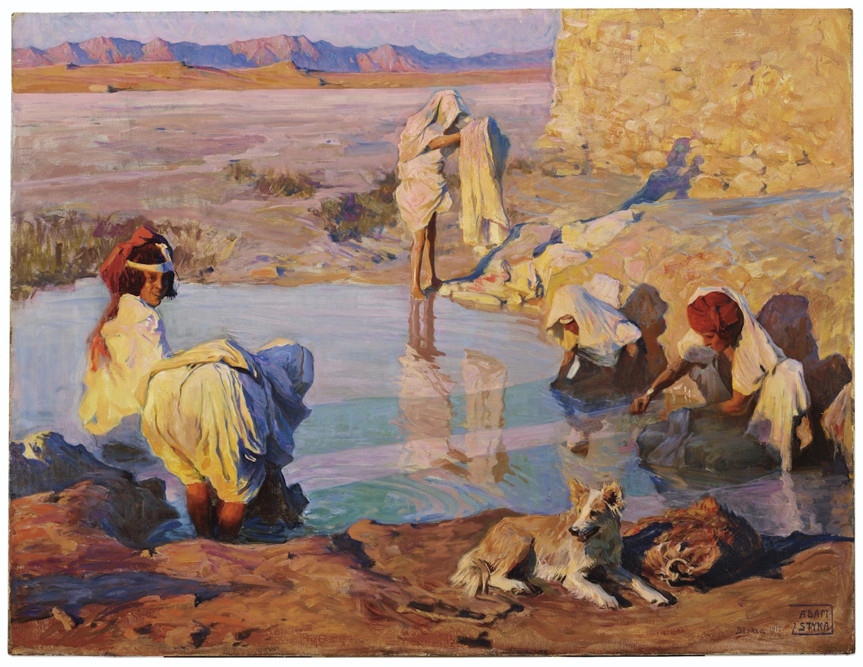 Lavandières à Biskra by Adam Styka