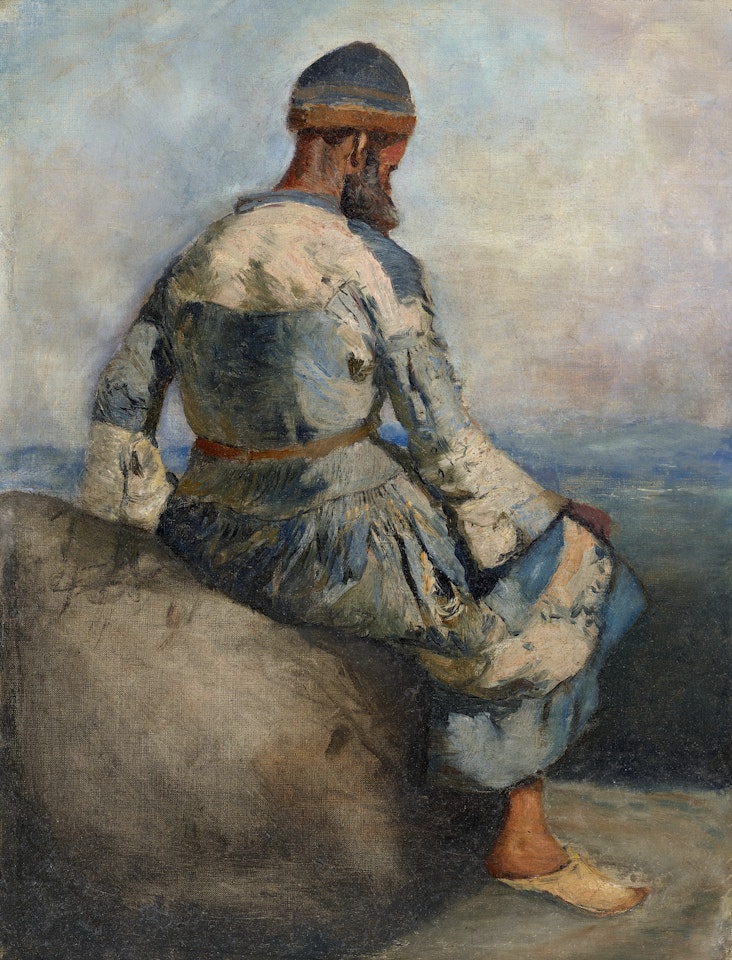 Persian Peasant Seated atop a Rock by Edwin Lord Weeks