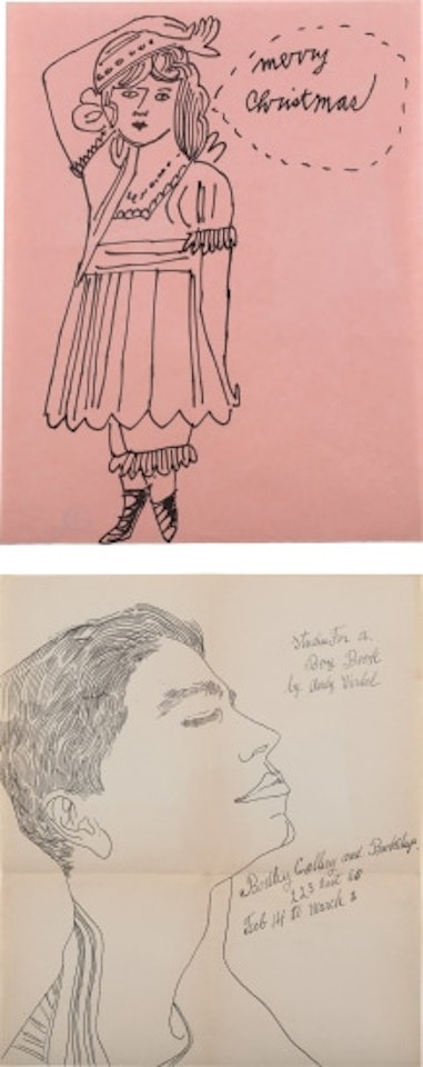 Merry Christmas (Girl with Arm Over Head); Studies For a Boy Book (Bodley Gallery Announcement) by Andy Warhol