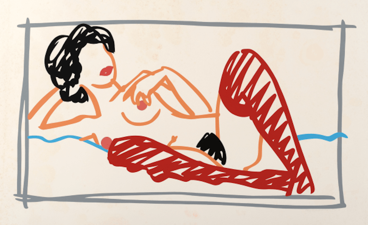 Fast Sketch Red Stocking Nude by Tom Wesselmann
