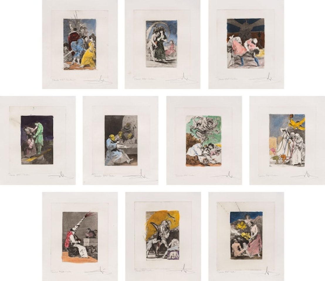 Les Caprices de Goya de Dali (Dali's 'Caprichos' by Goya): 10 plates (M. & L. 853-855; 859-860; 866-867; 870; 880; 916) by Salvador Dali