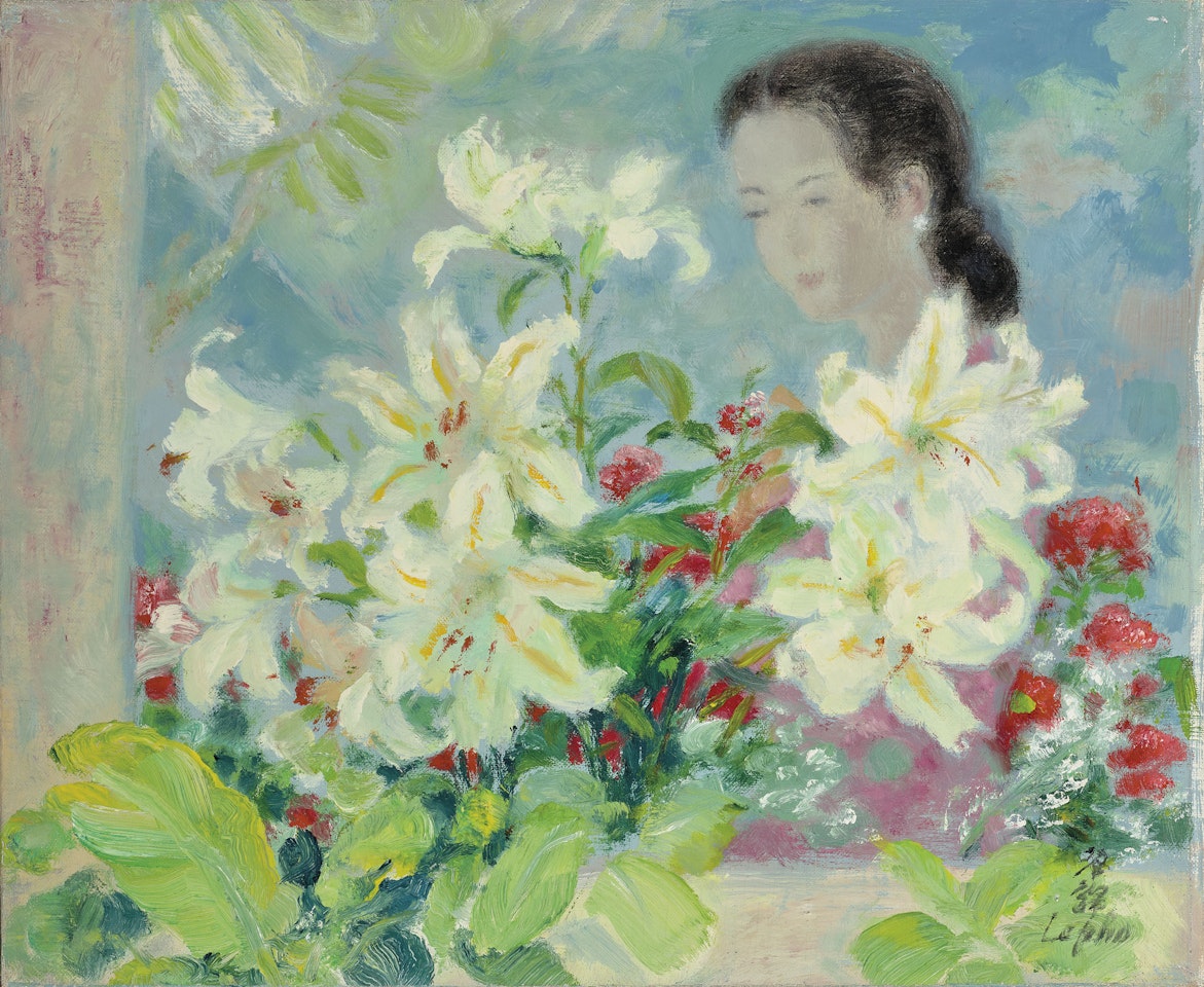 Young Girl with Flowers by Le Pho