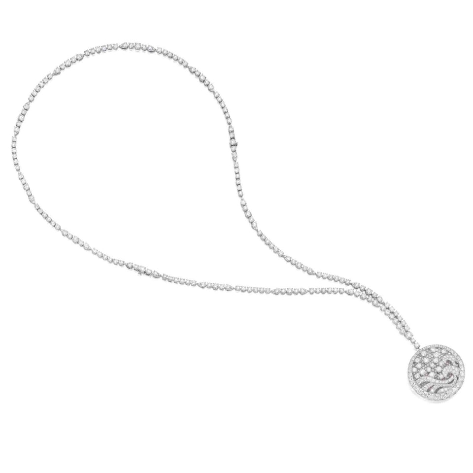 Diamond 'Wave' Pendant-Necklace by Graff