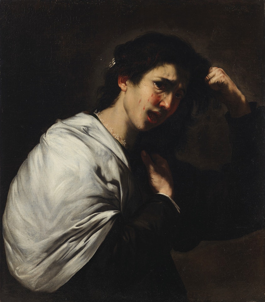 A young woman tearing out her hair (Tamar?) by Jusepe de Ribera