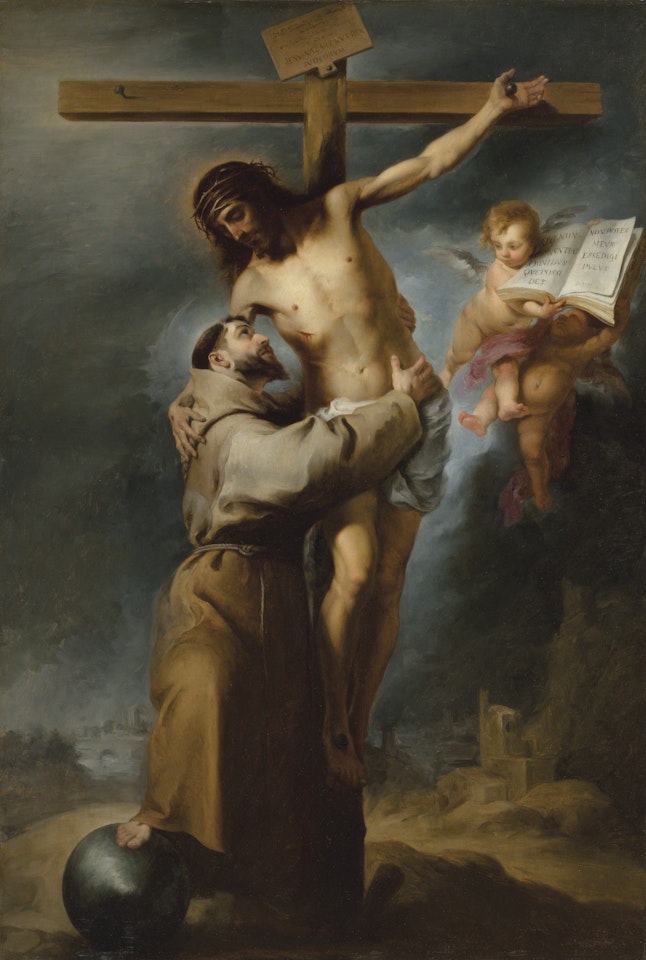 Saint Francis embracing Christ on the cross by Bartolomé Esteban Murillo