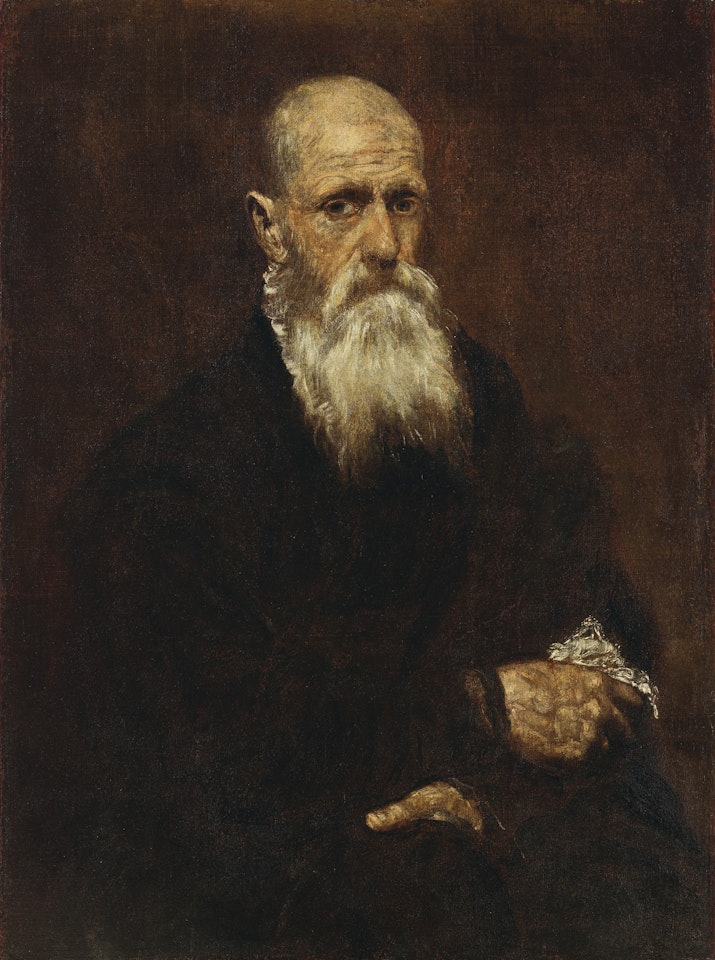 Portrait of a bearded man, three-quarter-length, holding a handkerchief by El Greco
