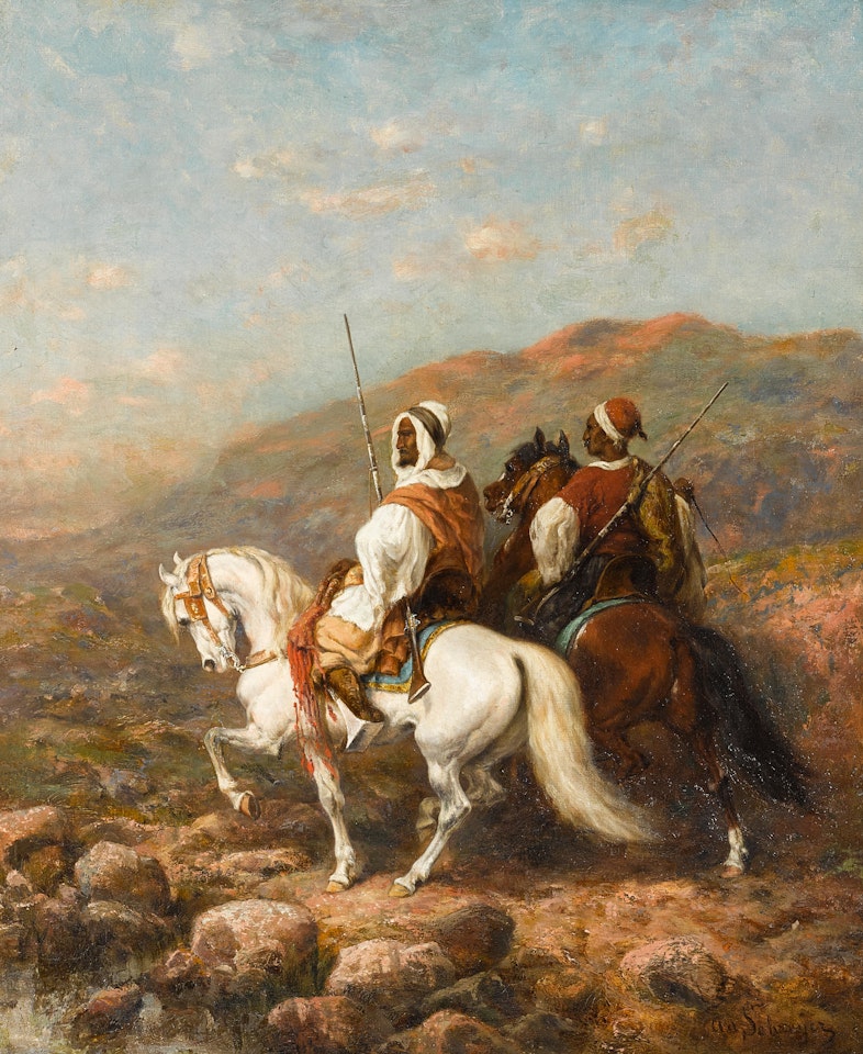 Roving Arabian horsemen by Adolf Schreyer