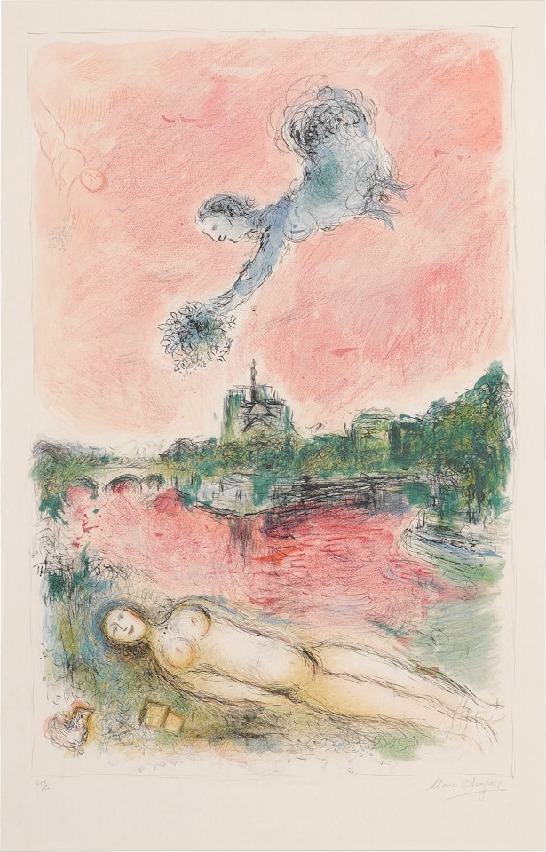 Vue sur Notre Dame (Mourlot 977) by Marc Chagall