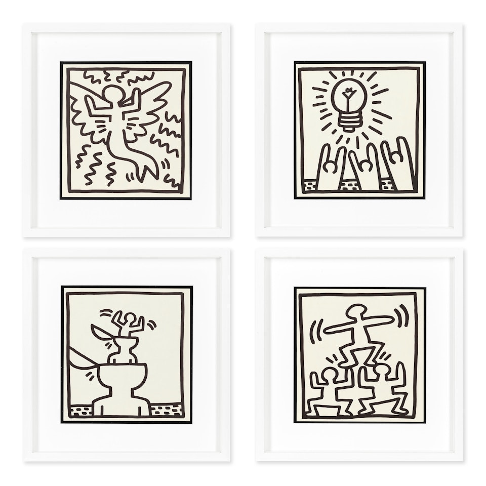Flying Angel; Idea; Untitled (Open Head); Pyramid by Keith Haring