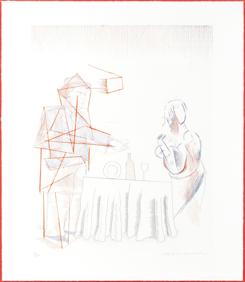 Figure with Still Life, from 'The Blue Guitar' (MCA Tokyo 187; Scottish Arts Council 208) by David Hockney