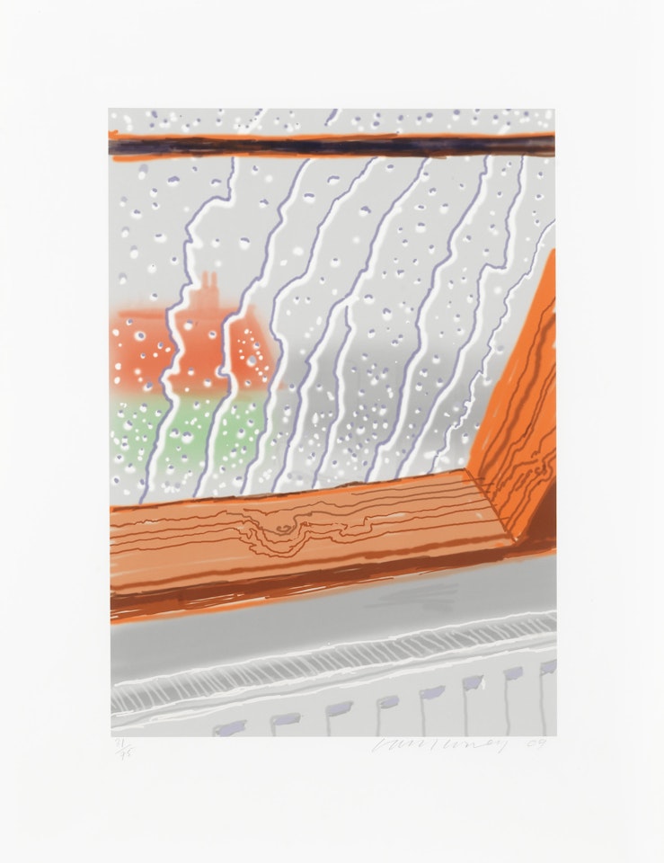 Rain on the Studio Window by David Hockney