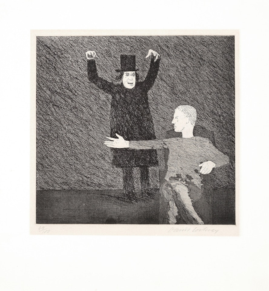 Inside the Castle, from 'Illustrations for Six Fairy Tales from the Brothers Grimm' (MCA Tokyo 93; Scottish Arts Council 96) by David Hockney