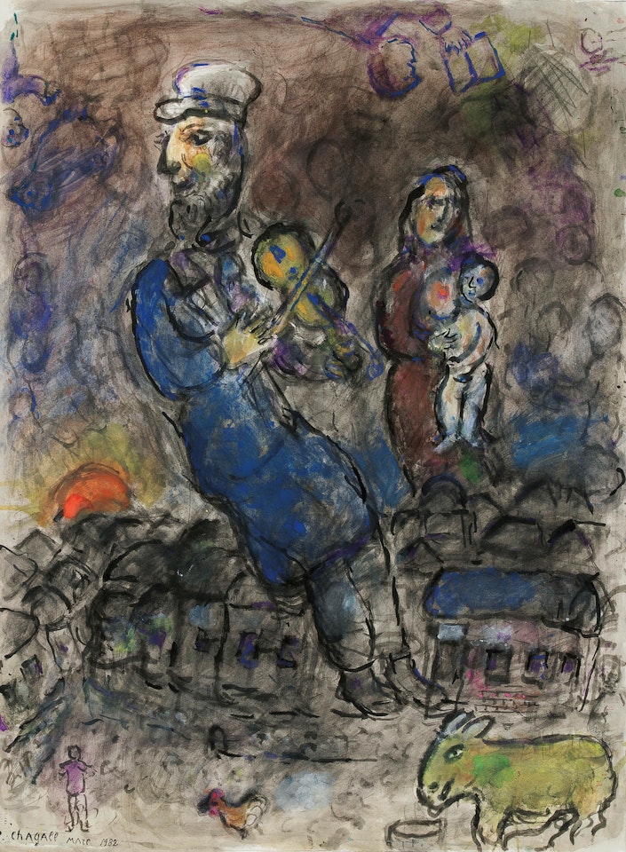 Violinist and Maternity over the Roofs by Marc Chagall