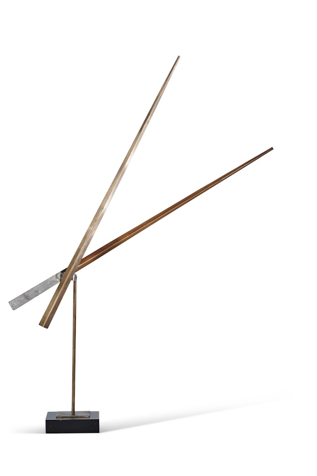 Two Lines Leaning Bronze by George Rickey