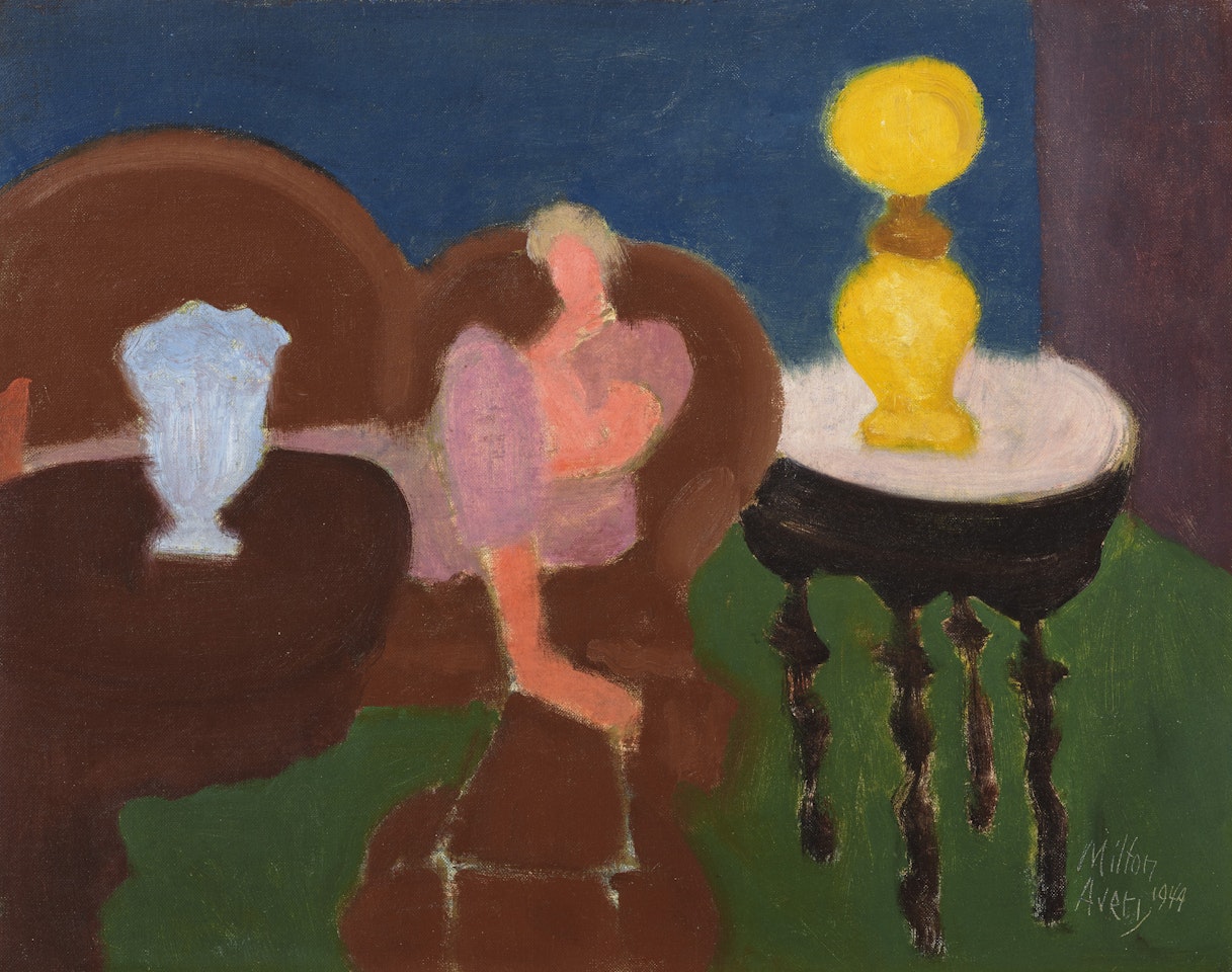 Interior with Yellow Lamp by Milton Avery