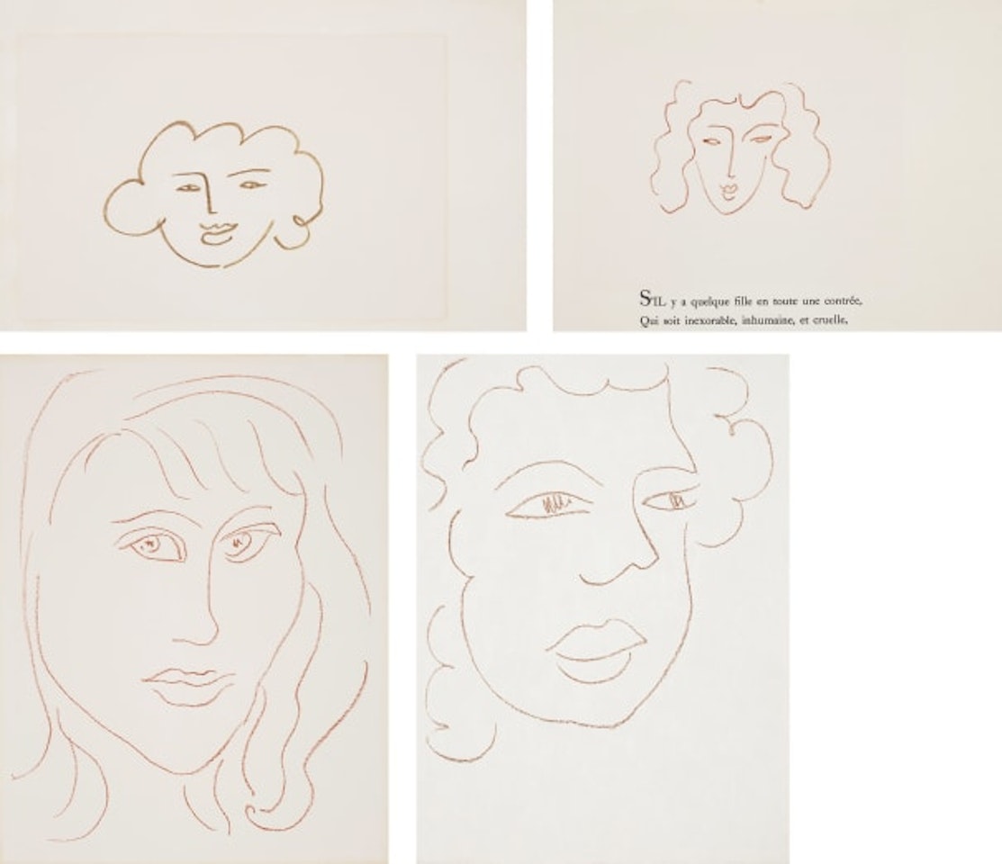 Three works: (i) Florilège des amours de Ronsard (Anthology of Ronsard's Lovers); (ii) Visages (Faces); (iii) Poésies antillaises (Caribbean poems) by Henri Matisse