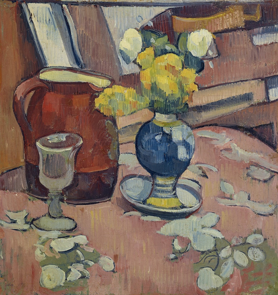 Nature morte (Vase de fleurs, pichet et verre) by Emile Bernard