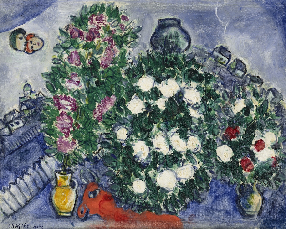 Les trois bouquets ou Le bouquet renversé by Marc Chagall