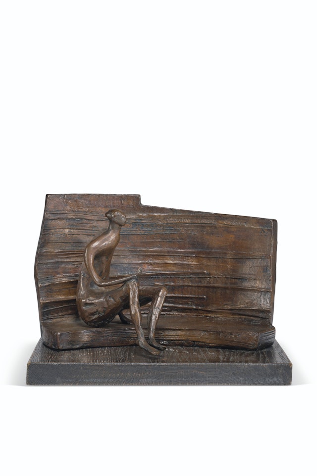 Maquette for Seated Figure Against Curved Wall by Henry Moore