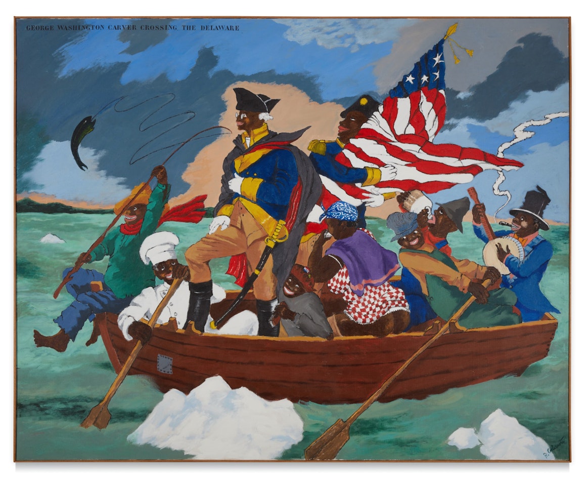 George Washington Carver Crossing the Delaware: Page from an American History Textbook by Robert Colescott