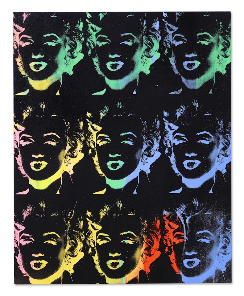 Nine Multicolored Marilyns (Reversal Series) by Andy Warhol
