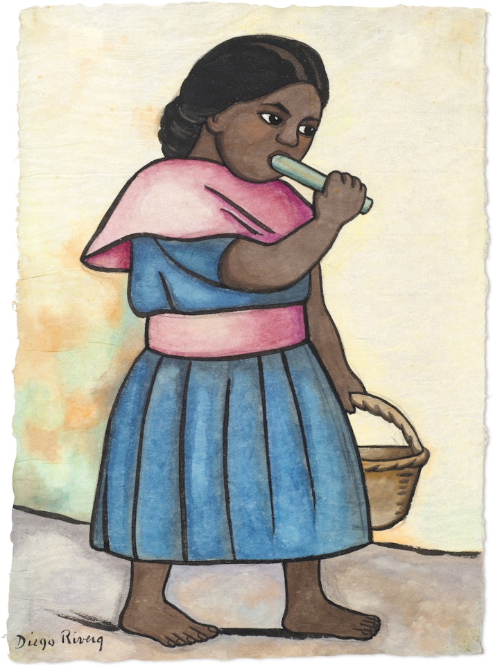 Comiendo taco (La niña con canasta) by Diego Rivera