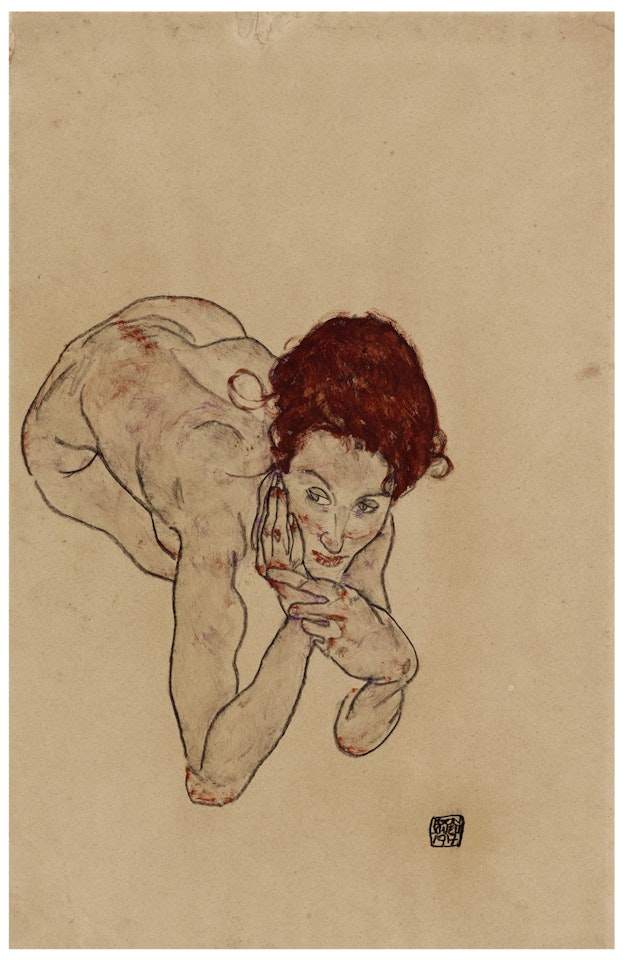 Kauernder weiblicher Akt (Crouching Female Nude) by Egon Schiele