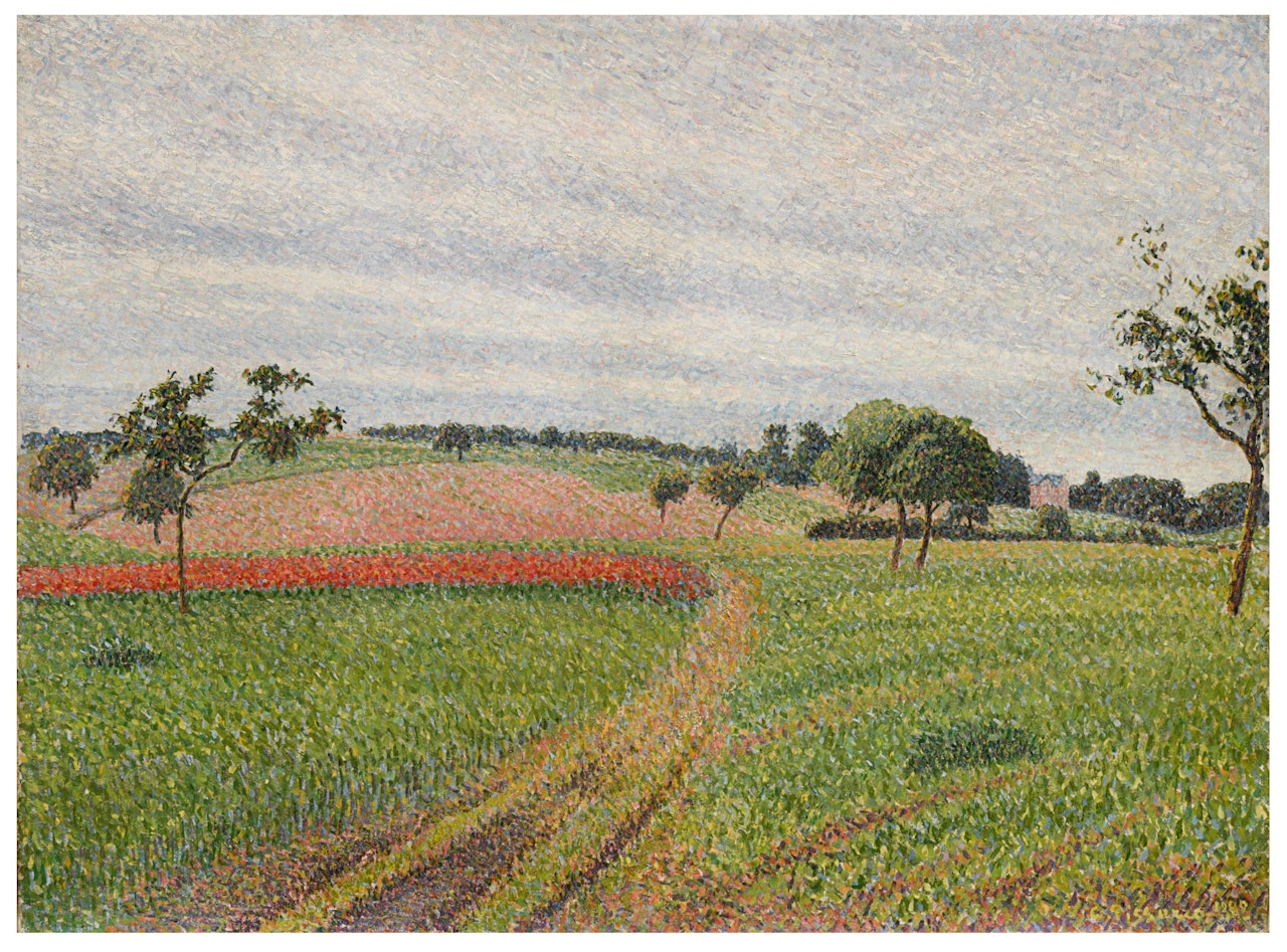 Les Coteaux de Thierceville, temps gris by Camille Pissarro