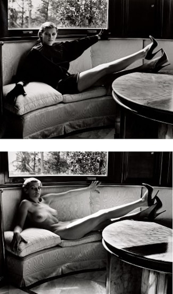 Sylvia reclining inside the house, Brescia, Italy, (Dressed and Naked) by Helmut Newton
