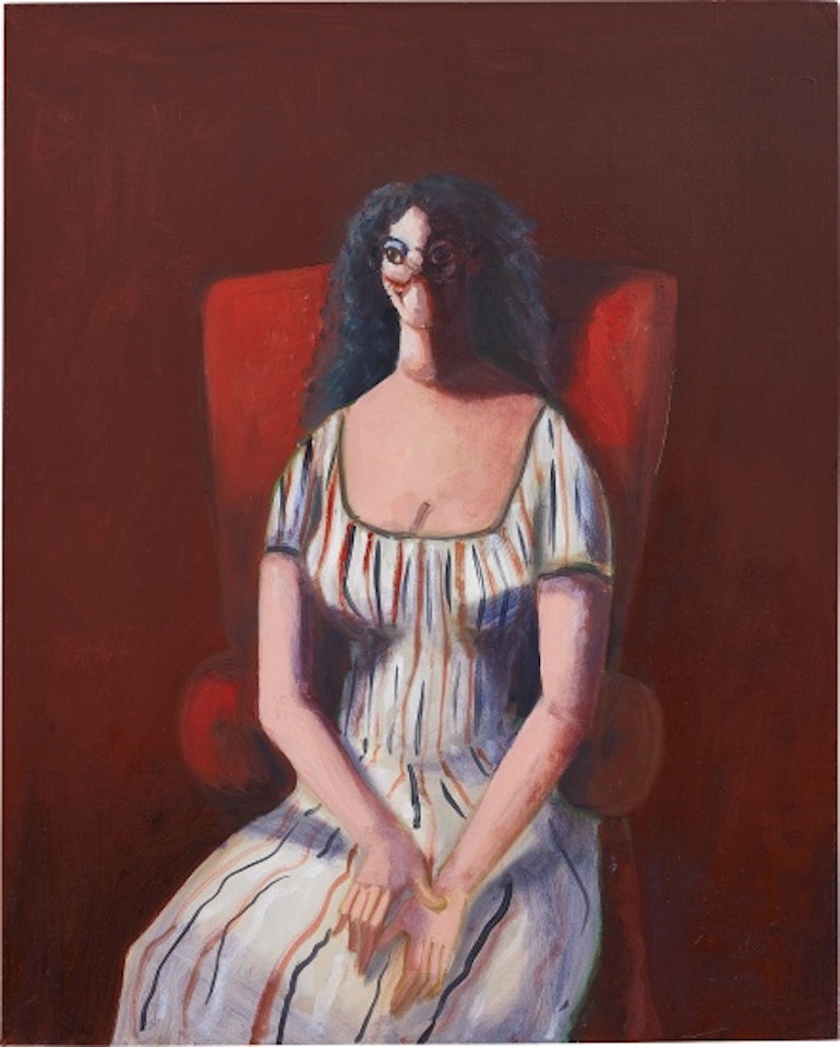 Woman on Red Chair by George Condo