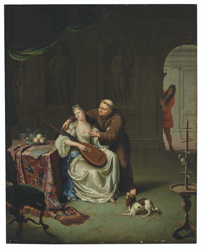 Tartuffe et Élmire supris par Damis, fils d'Orgon by Willem van Mieris