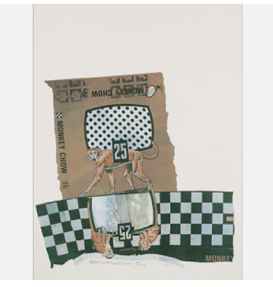 Four Plates from the chow bag;MONKEY CHOW by Robert Rauschenberg