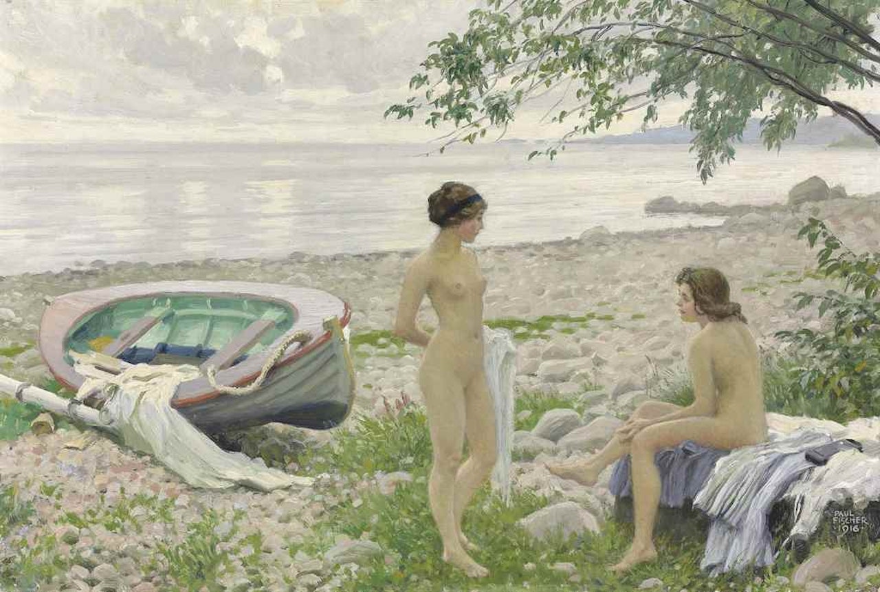 On the beach (På stranden) by Paul Fischer