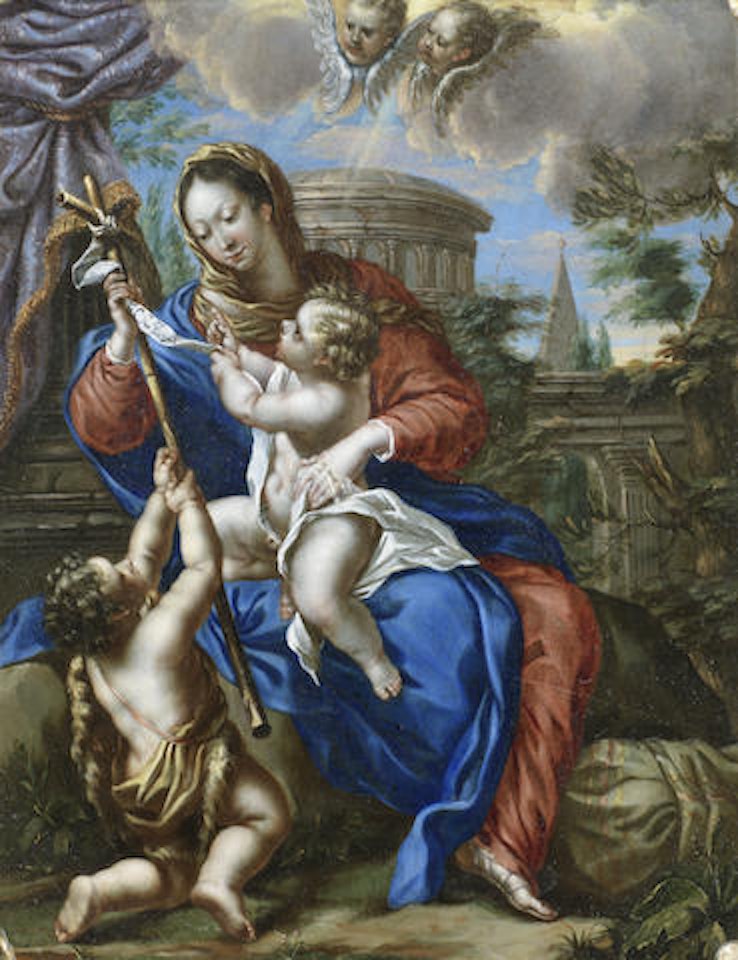 The Madonna and Child with the Infant Saint John the Baptist by Roman School