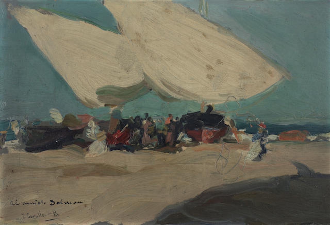 Barcas y pescadoras, Playa de Valencia by Joaquin Sorolla Y Bastida