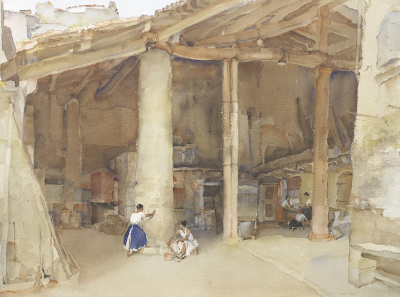 The pink wash, Chaffens Farm near Vaunaveys by William Russell Flint